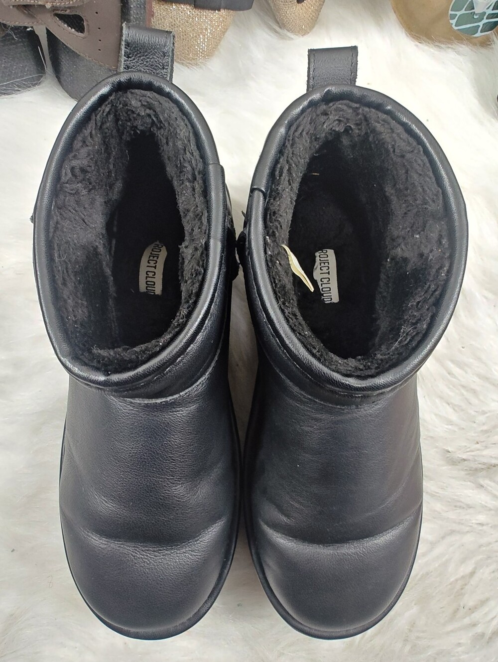 Project Cloud Black Leather Platform Cozy Ankle Boots – Women's Size 9M - Picture 9 of 12